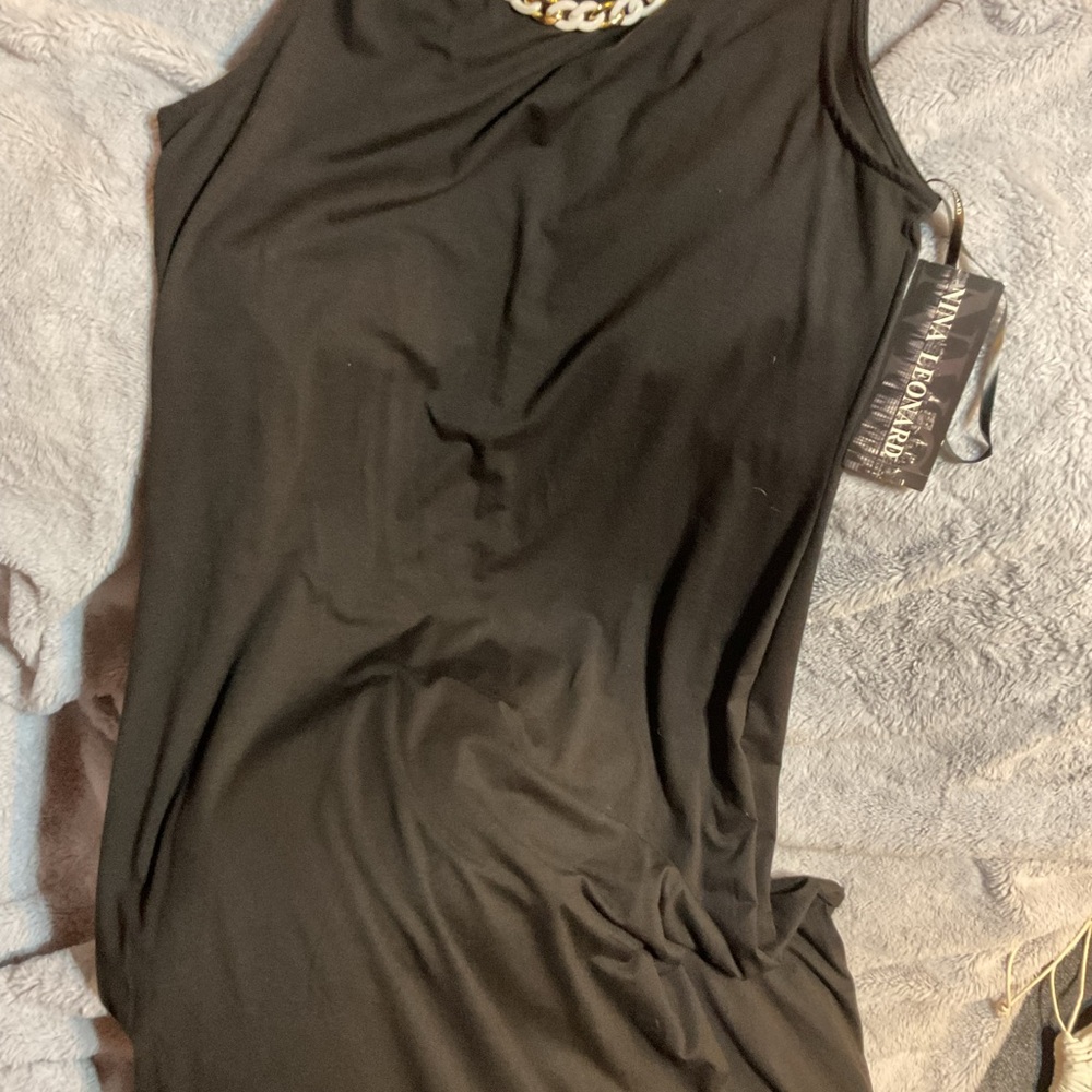 Nina Leonard Black Maxi Dress